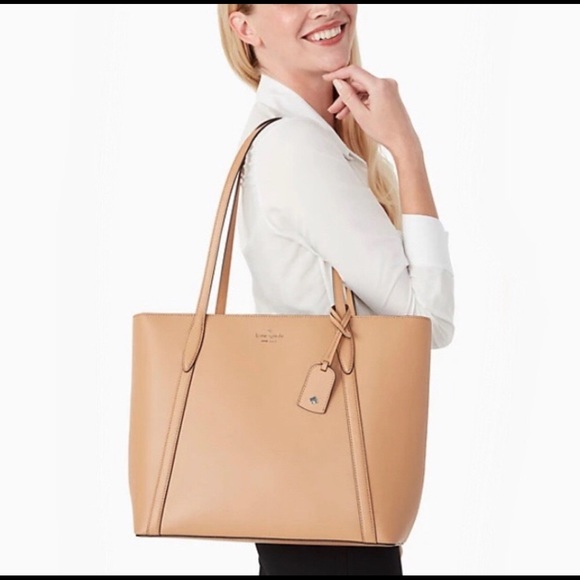 ♠️ kate spade Cara Monstera Leaves Printed Large Tote Bag, Cream Multi - Picture 15 of 16